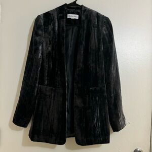 Calvin Klein Gray Crushed Velvet Jacket Blazer Size: 8